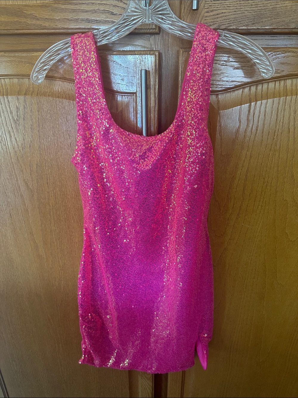 Hot Pink Sequin Tank Dress